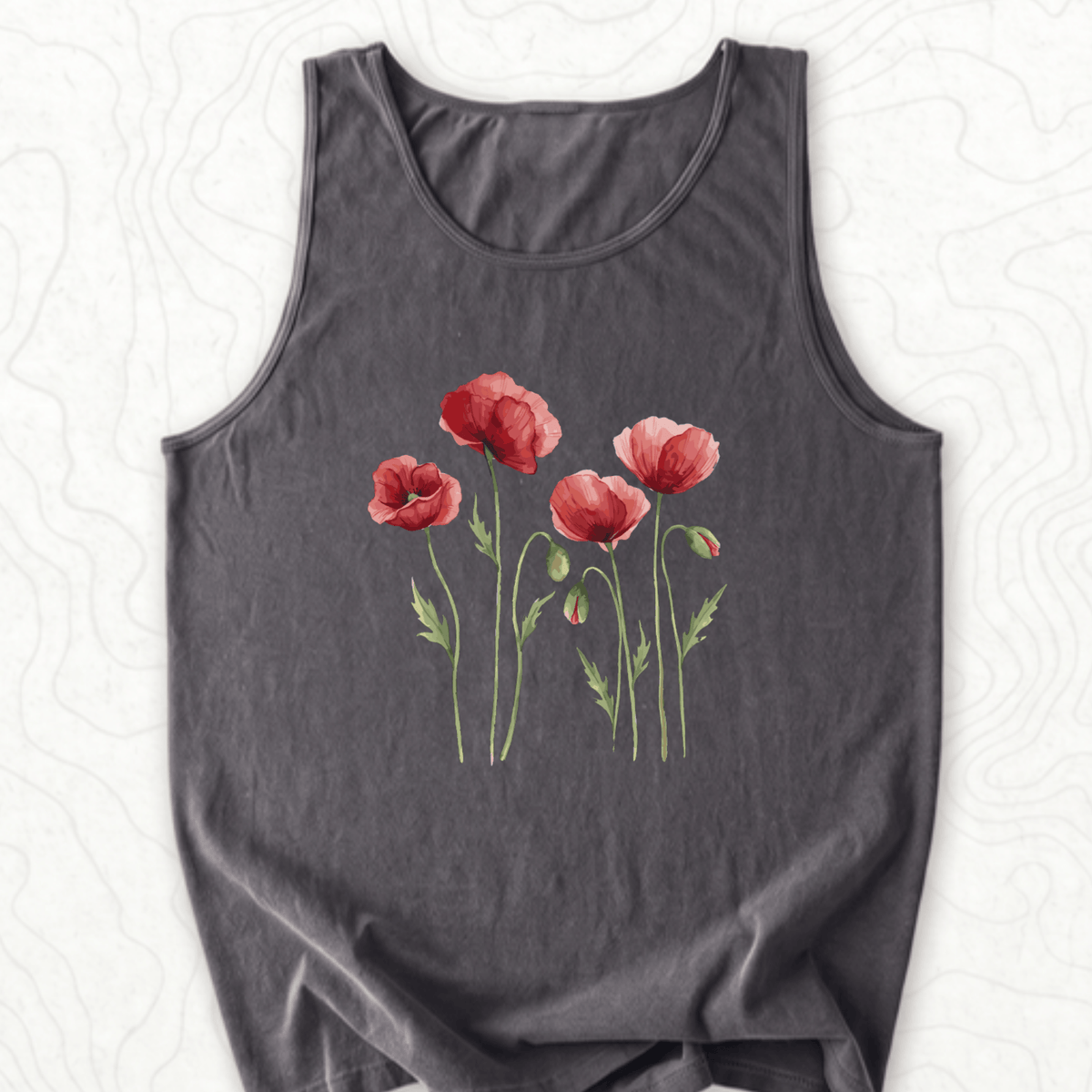 Red Poppies Tank Top - Pepper