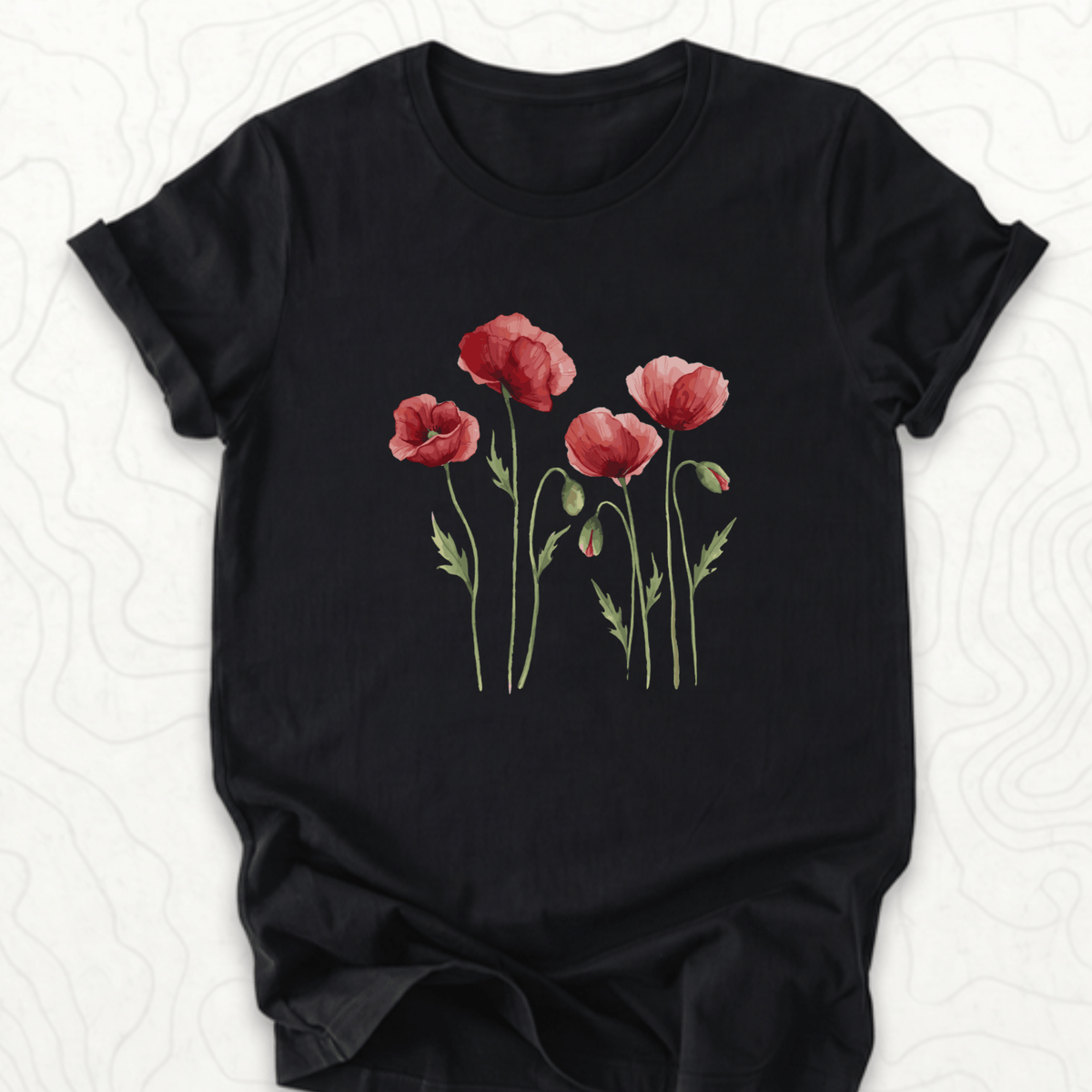 Red Poppies Tee - Black