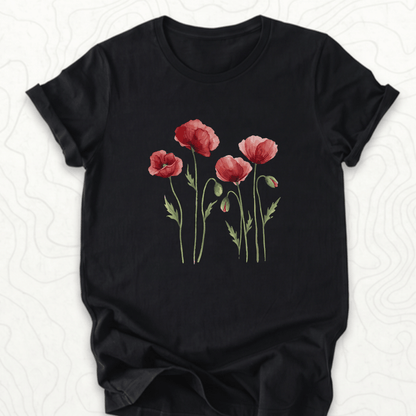 Red Poppies Tee - Black