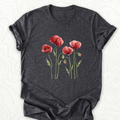 Red Poppies Tee - Dark Grey Heather