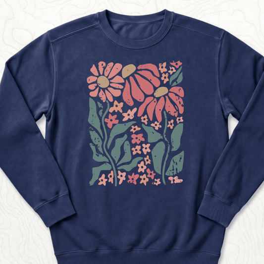 Retro Floral Sweatshirt - True Navy