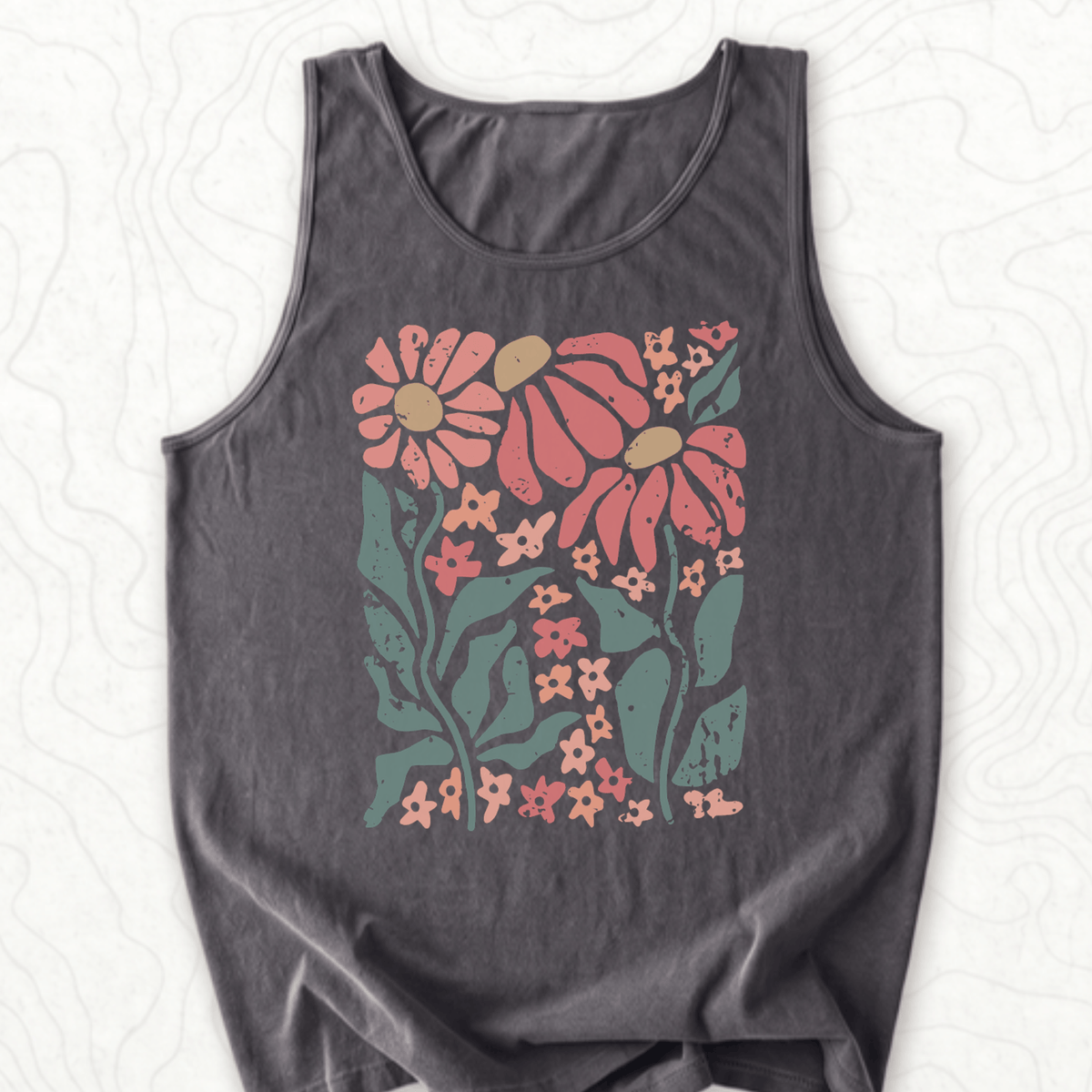 Retro Floral Tank Top - Pepper