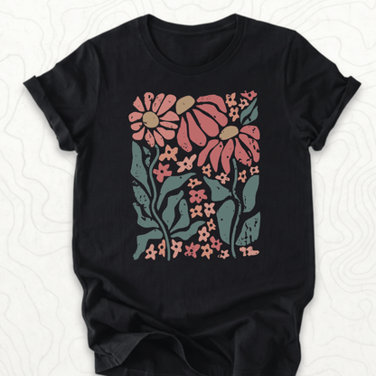Retro Floral Tee - Black
