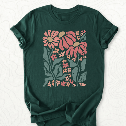 Retro Floral Tee - Forest