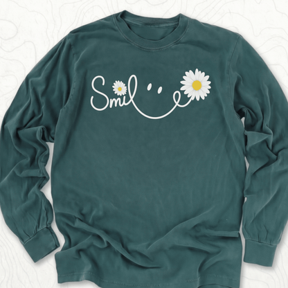 Smile Daisy LS T-shirt - Blue Spruce