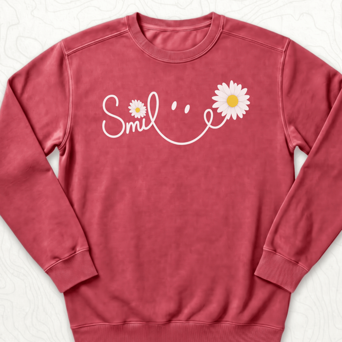 Smile Daisy Sweatshirt - Crimson