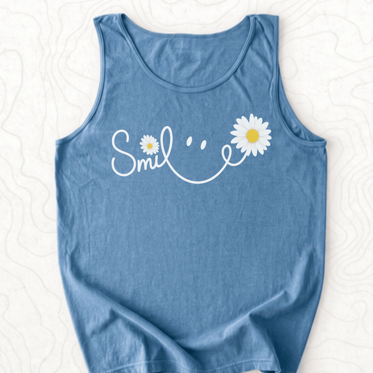 Smile Daisy Tank Top - Blue Jean