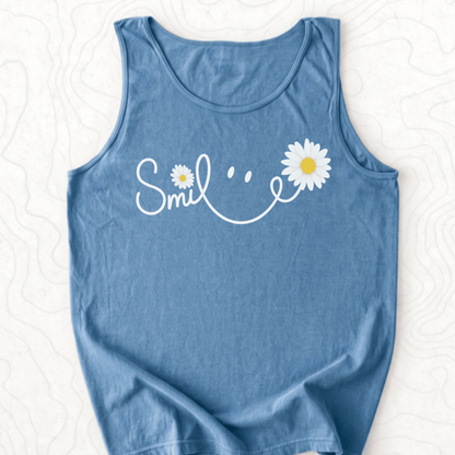 Smile Daisy Tank Top - Blue Jean