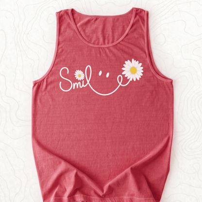 Smile Daisy Tank Top - Crimson