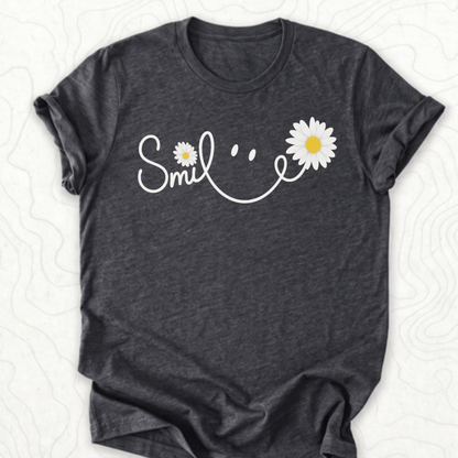 Smile Daisy Tee - Dark Grey Heather