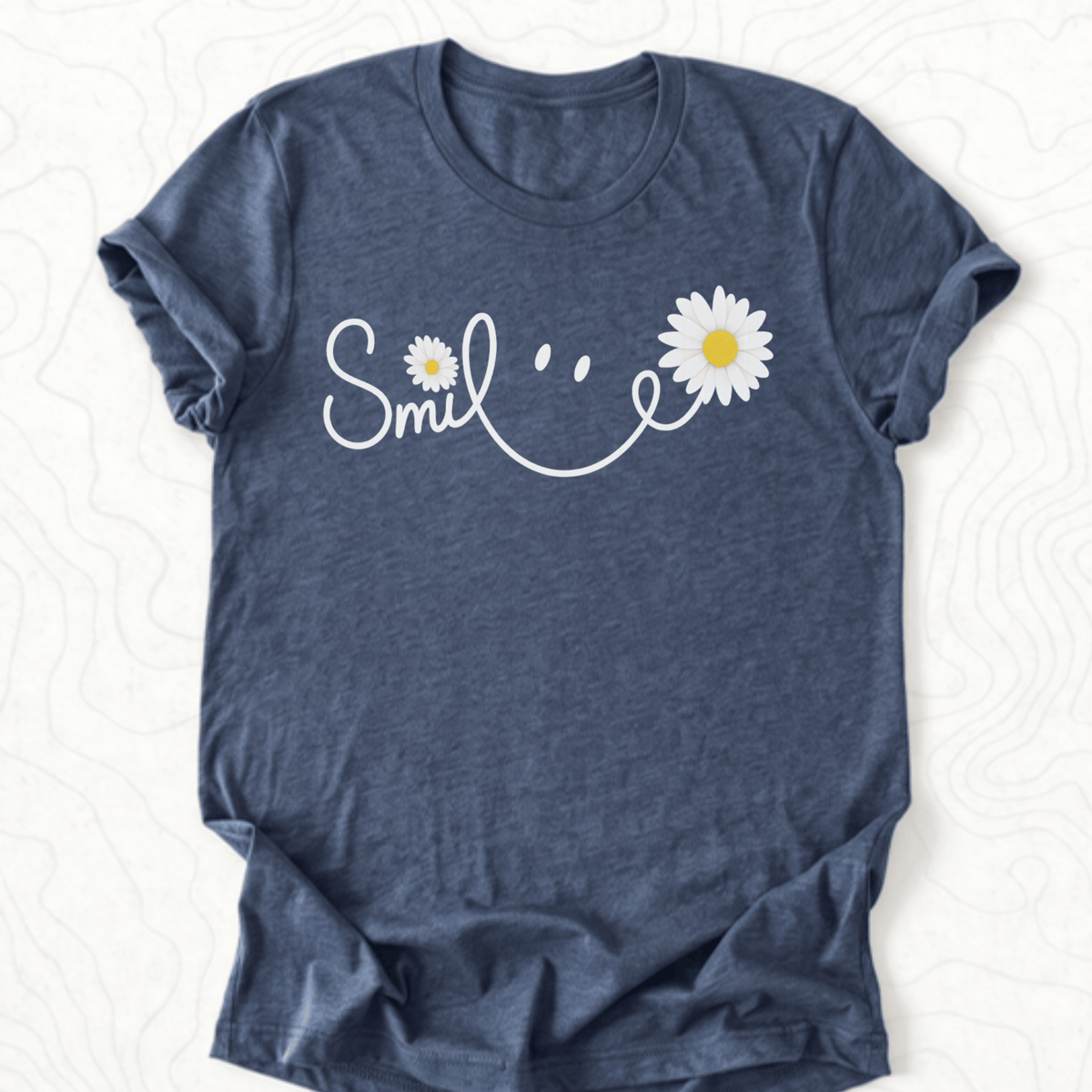 Smile Daisy Tee - Heather Navy