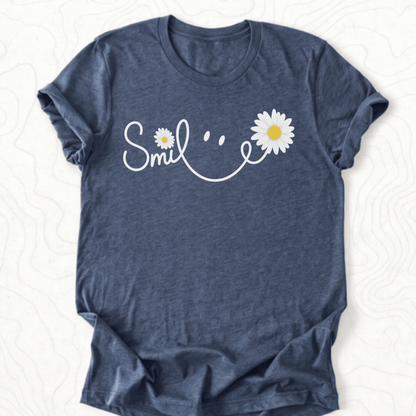 Smile Daisy Tee - Heather Navy