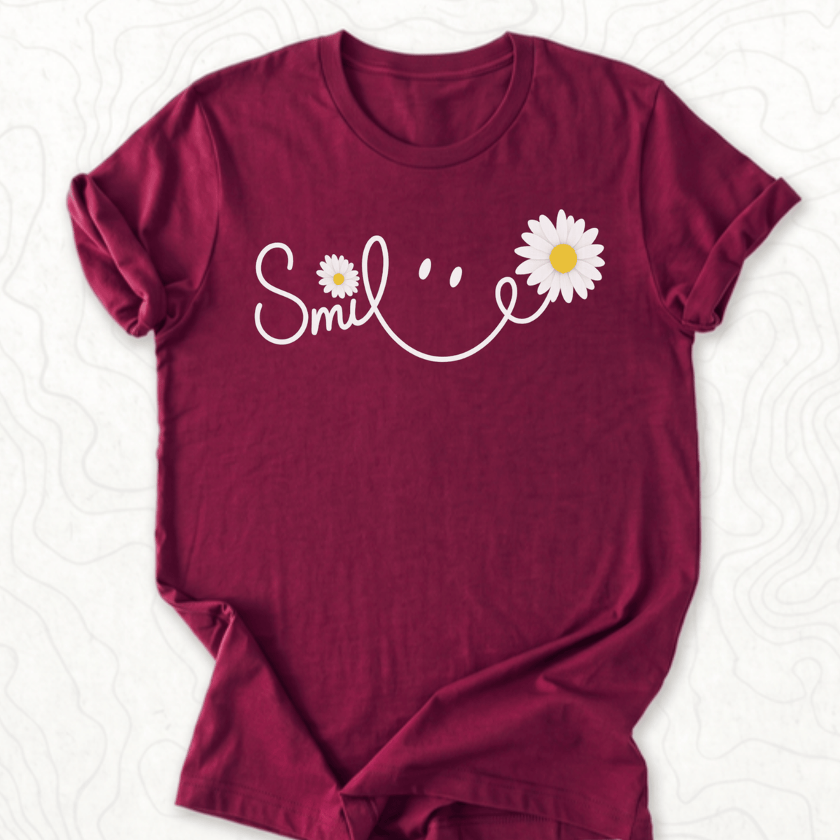 Smile Daisy Tee - Maroon