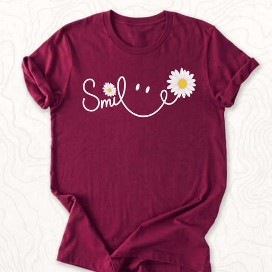 Smile Daisy Tee - Maroon