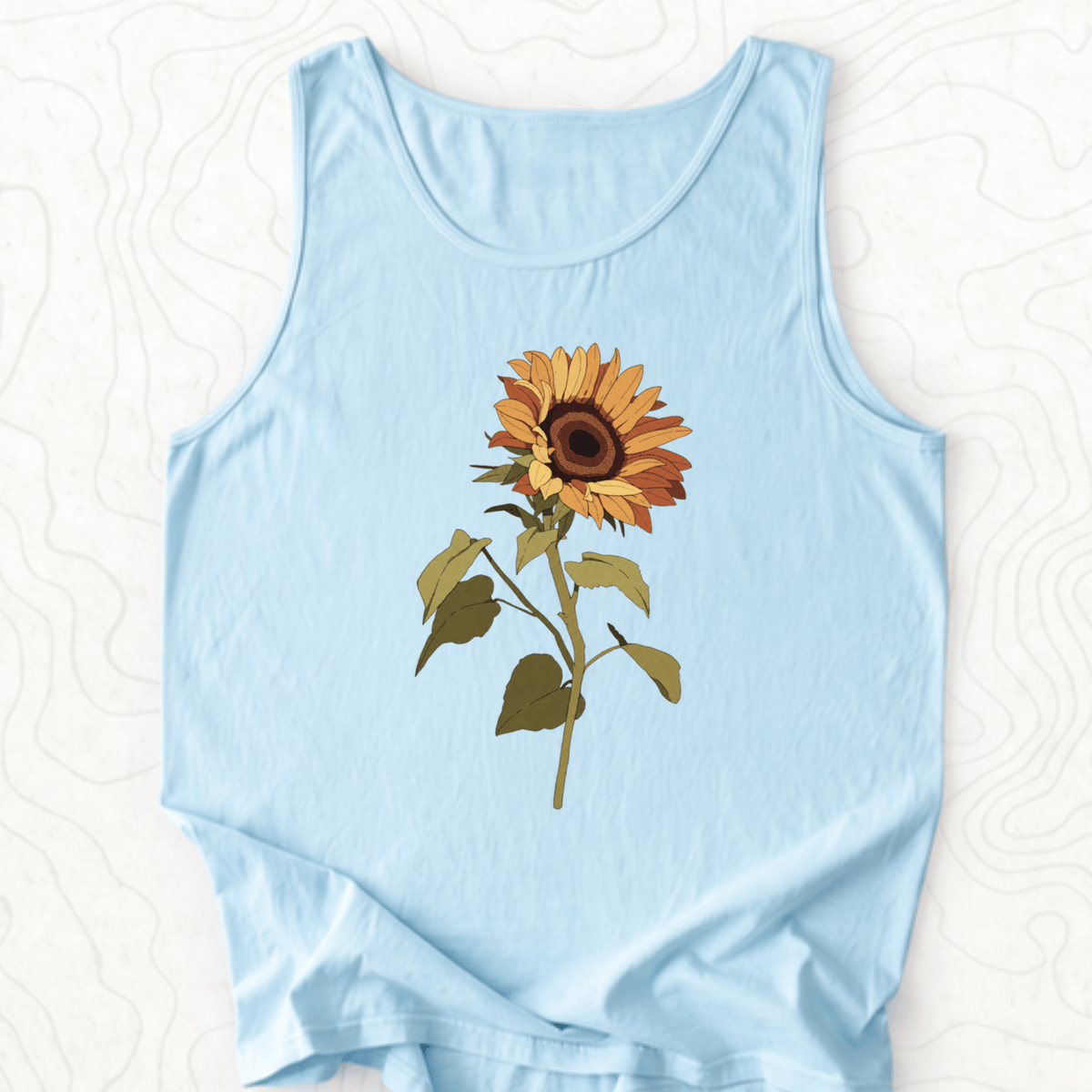 Sunflower Bloom Tank Top - Chambray
