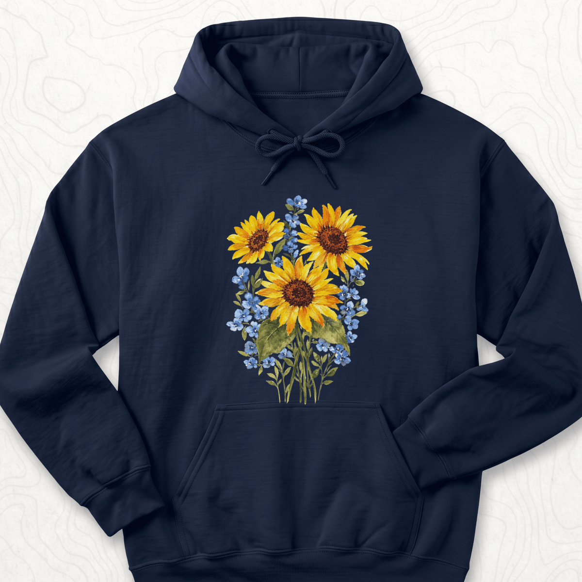 Sunflower Bouquet Hoodie - Navy