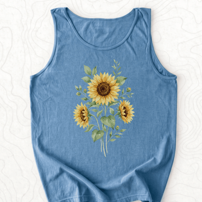Sunflower Bouquet Tank Top - Blue Jean