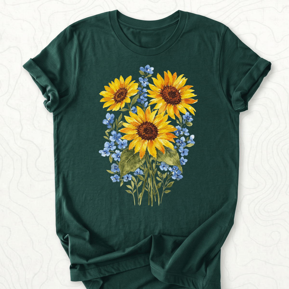 Sunflower Bouquet Tee - Forest
