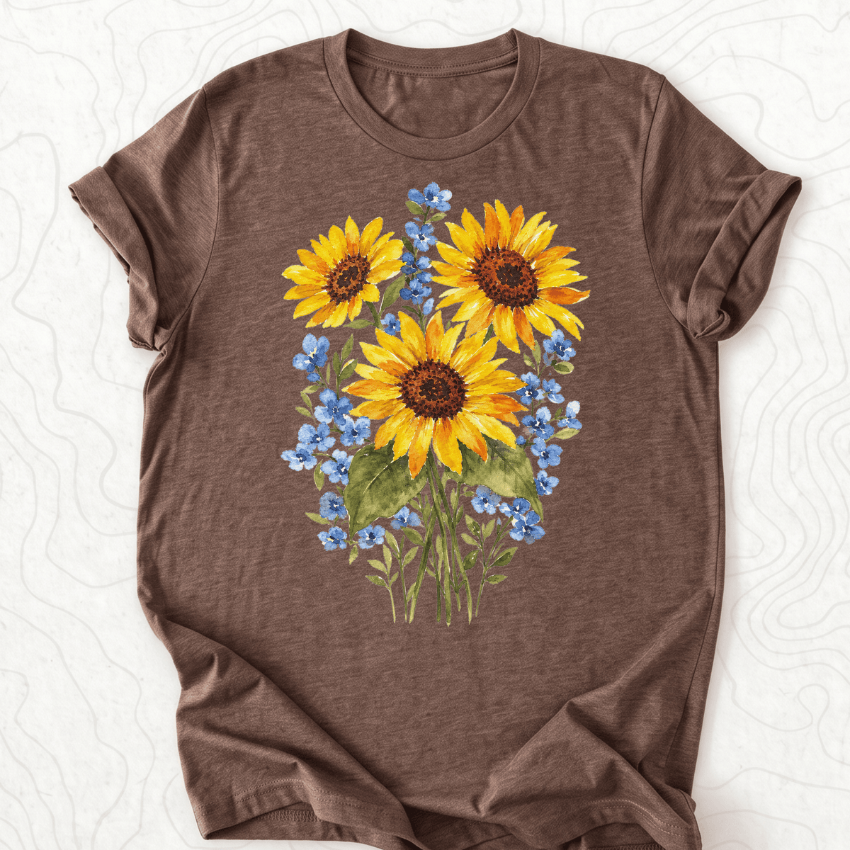 Sunflower Bouquet Tee - Heather Brown