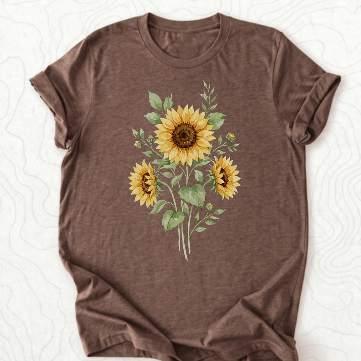 Sunflower Bouquet Tee - Heather Brown