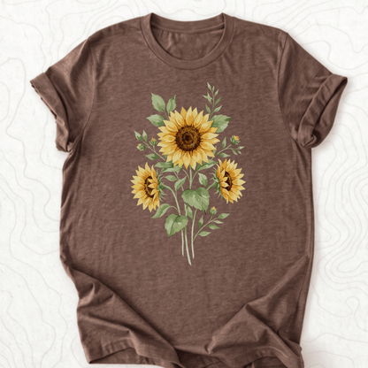 Sunflower Bouquet Tee - Heather Brown