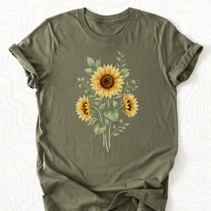 Sunflower Bouquet Tee - Military Green