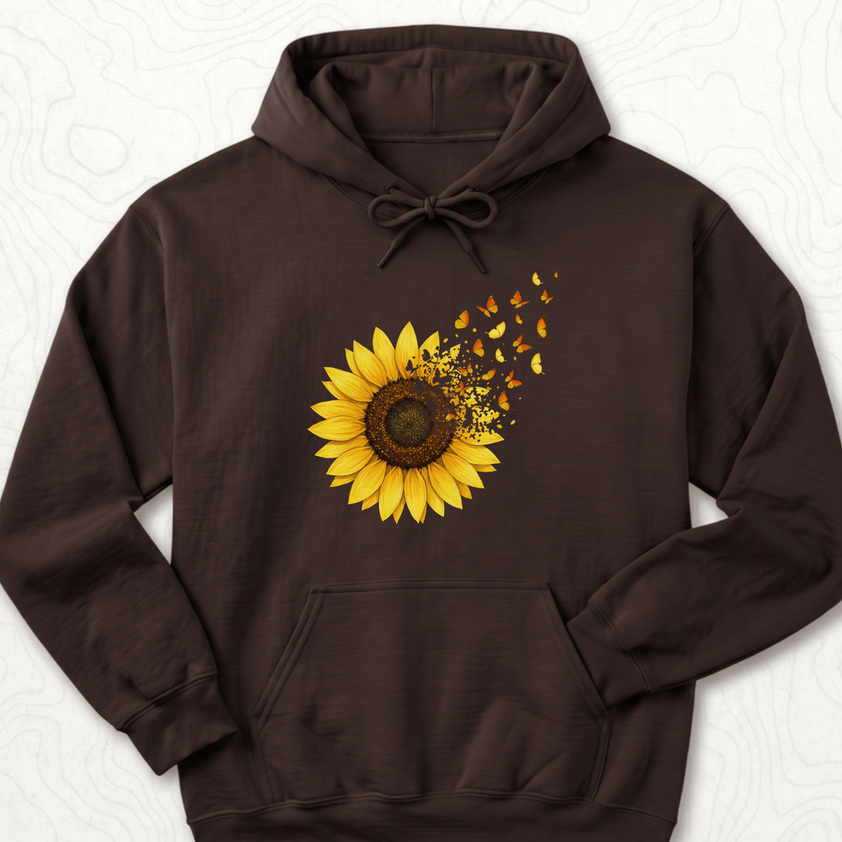 Sunflower Butterflies Hoodie - Dark Chocolate