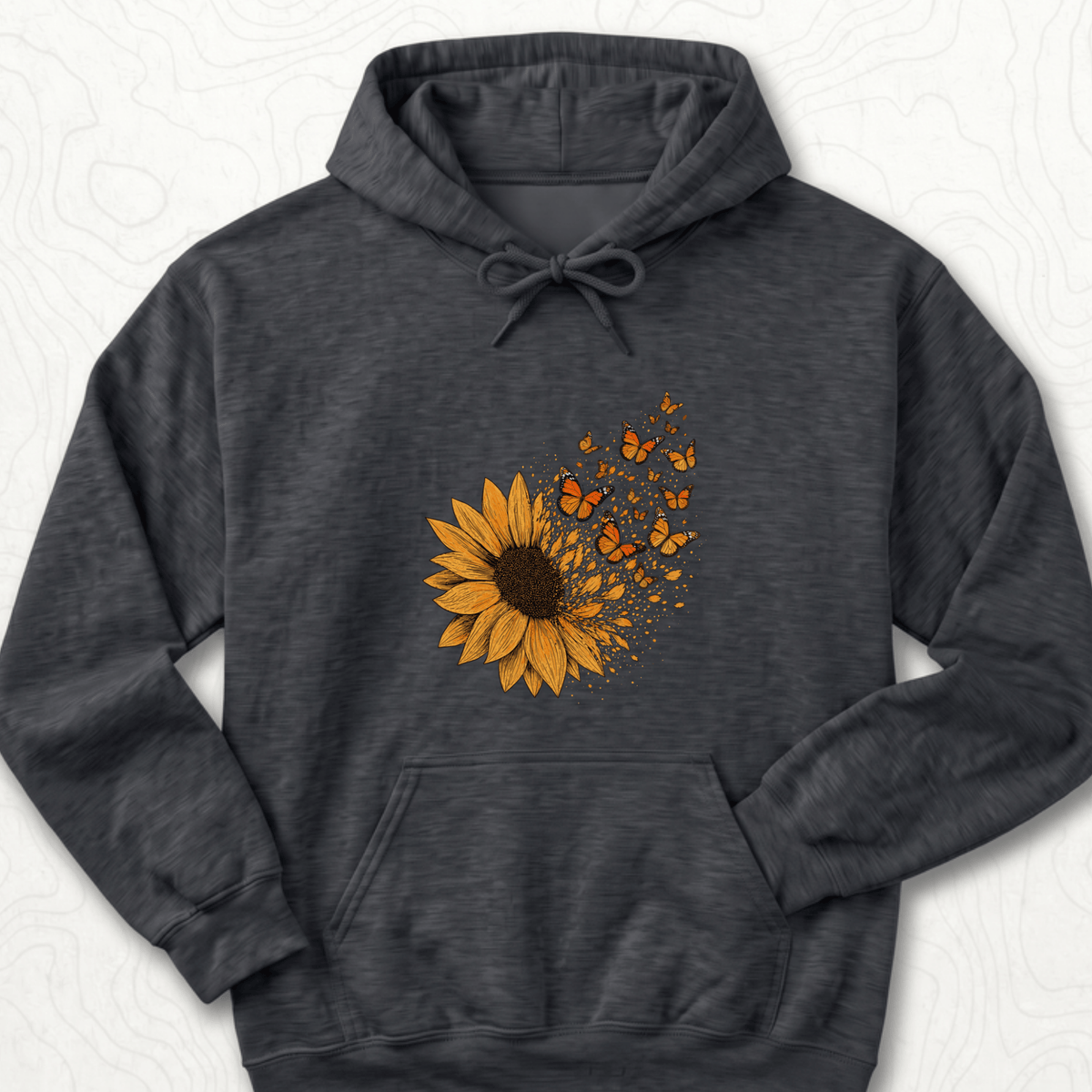 Sunflower Butterflies Hoodie - Dark Heather