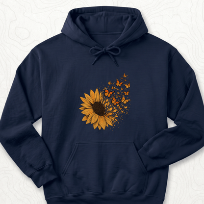 Sunflower Butterflies Hoodie - Navy