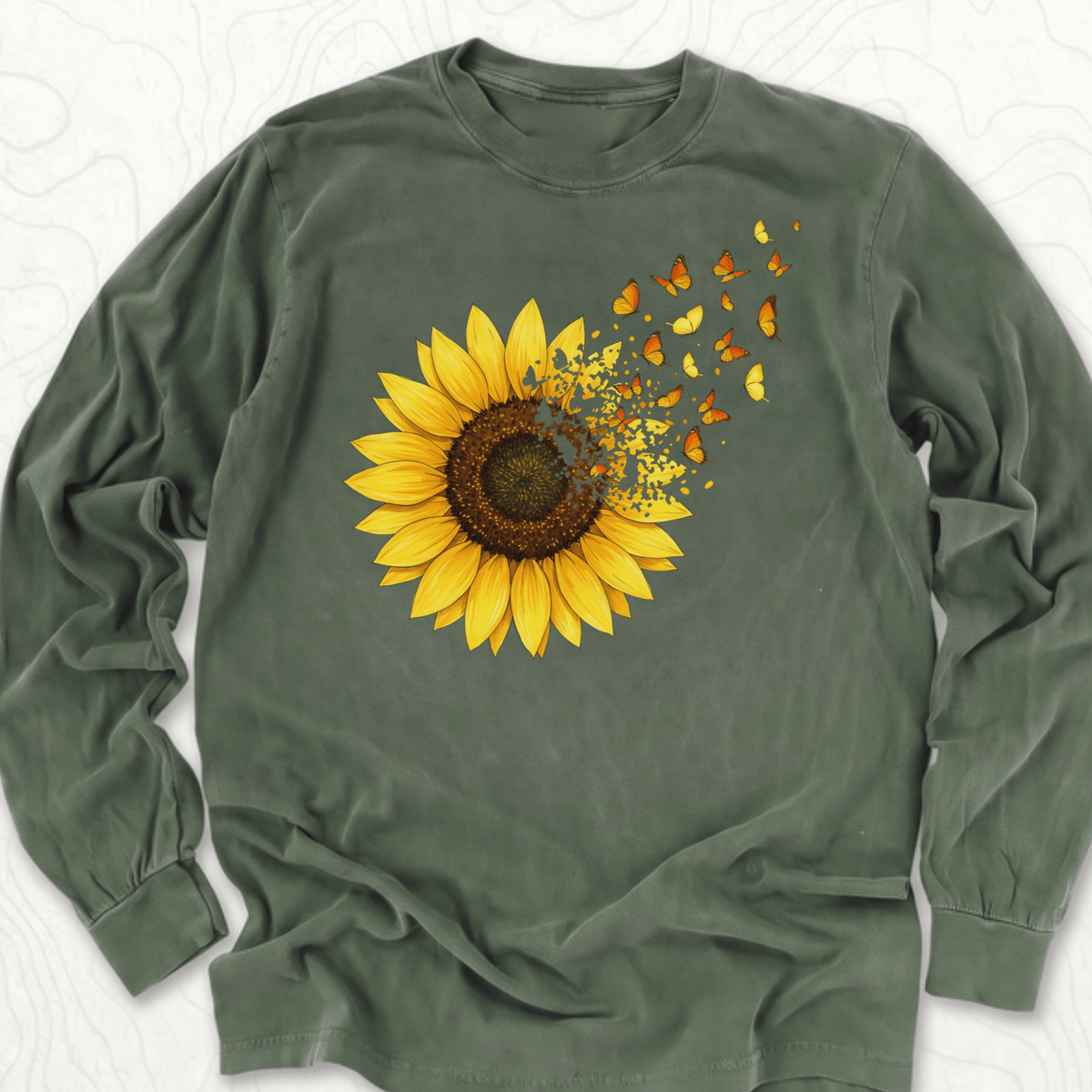 Sunflower Butterflies LS T-shirt - Hemp