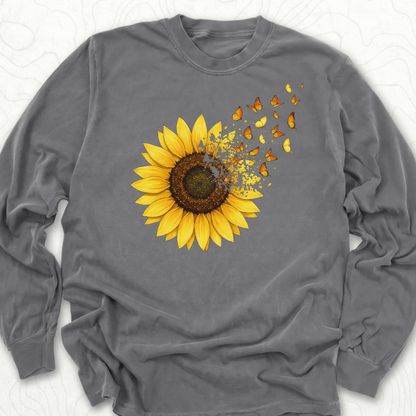 Sunflower Butterflies LS T-shirt - Pepper