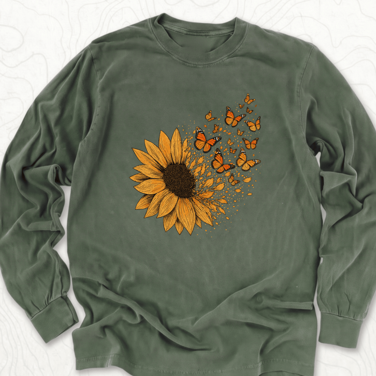 Sunflower Butterflies LS T-shirt - Hemp