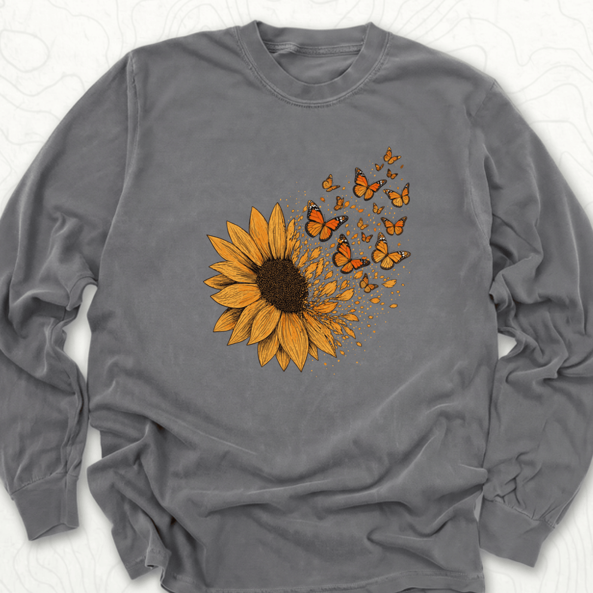 Sunflower Butterflies LS T-shirt - Pepper