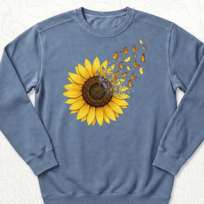 Sunflower Butterflies Sweatshirt - Blue Jean