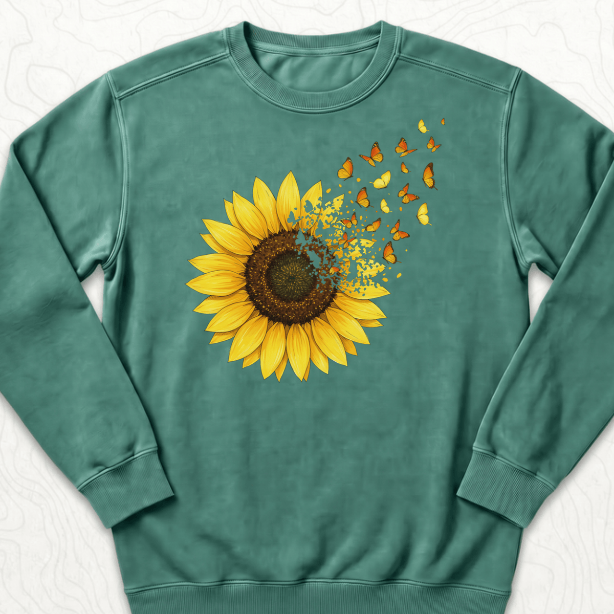 Sunflower Butterflies Sweatshirt - Light Green