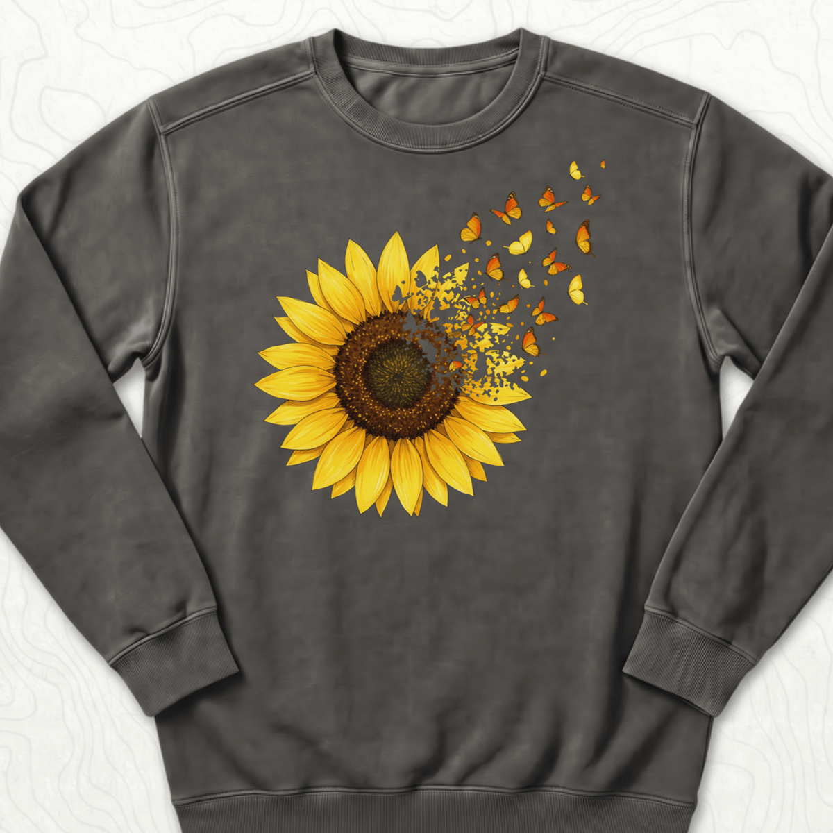 Sunflower Butterflies Sweatshirt - Pepper