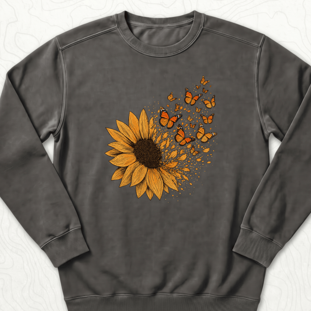 Sunflower Butterflies Sweatshirt - Pepper
