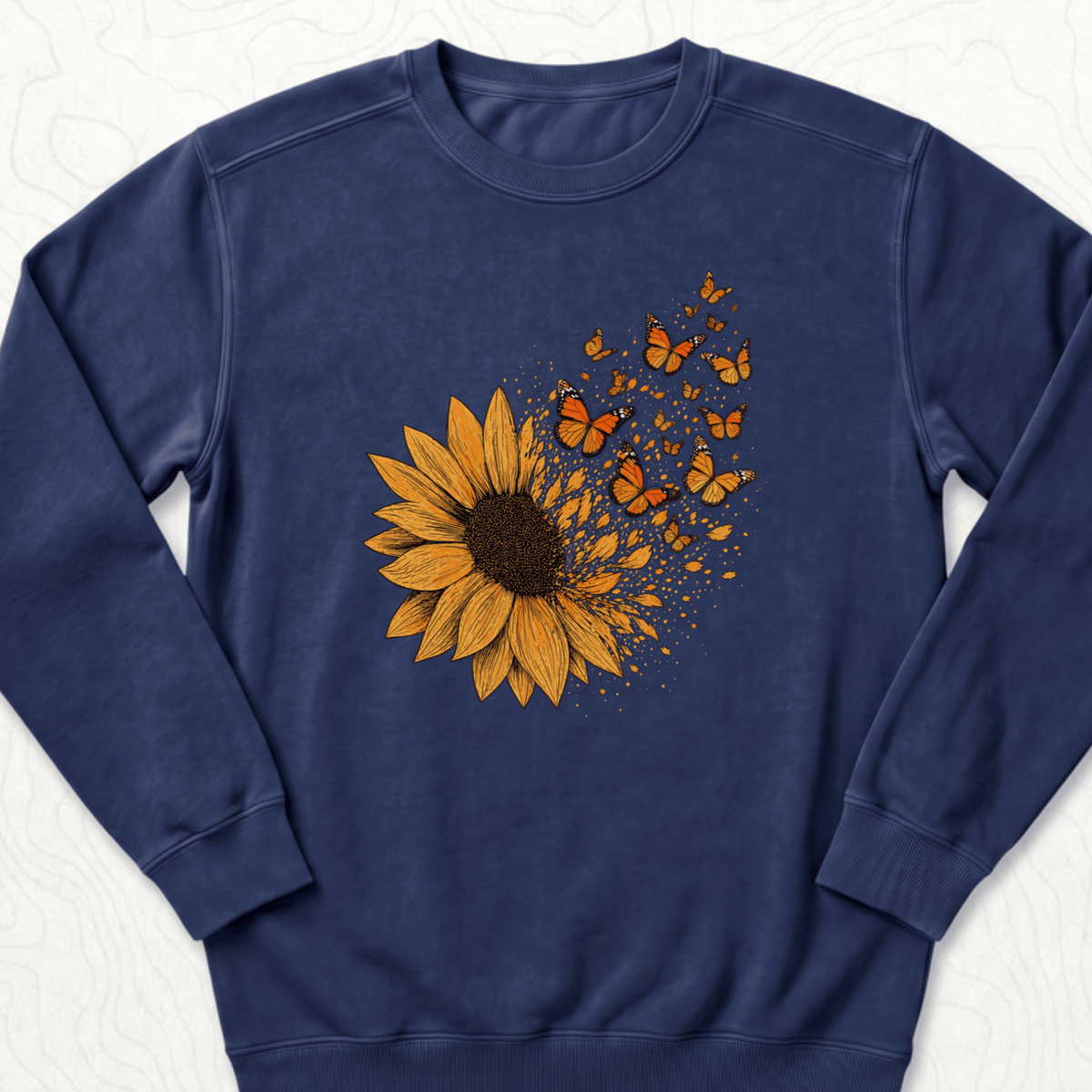 Sunflower Butterflies Sweatshirt - True Navy