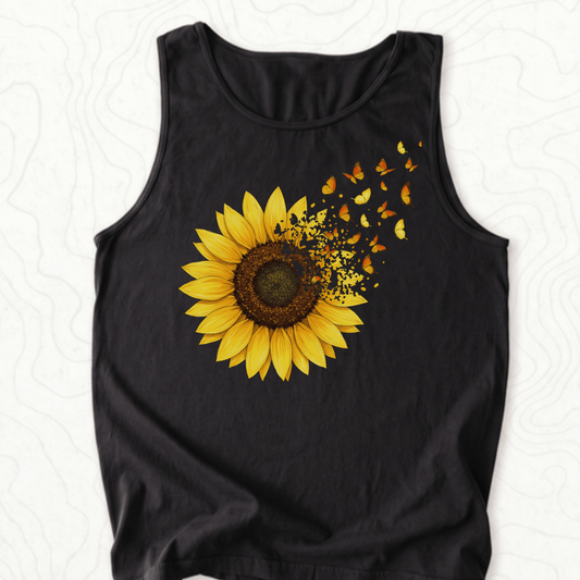 Sunflower Butterflies Tank Top - Black