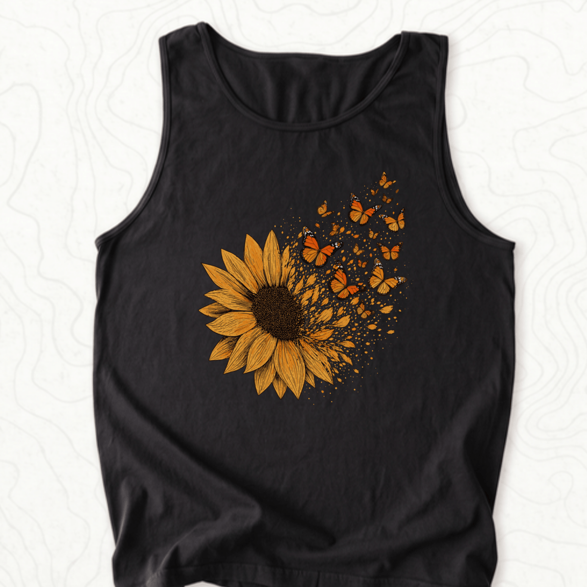 Sunflower Butterflies Tank Top - Black