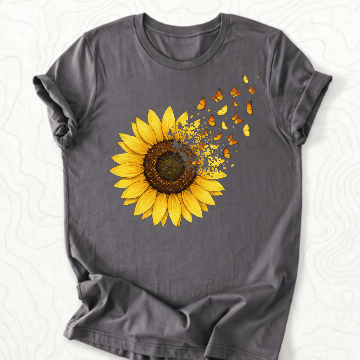 Sunflower Butterflies Tee - Asphalt