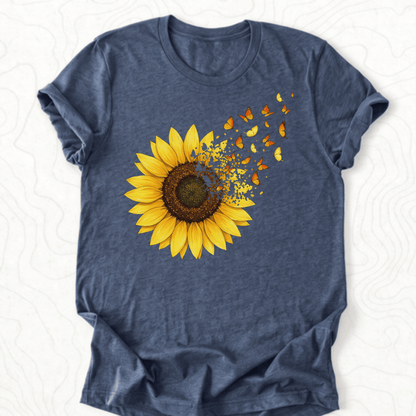 Sunflower Butterflies Tee - Heather Navy