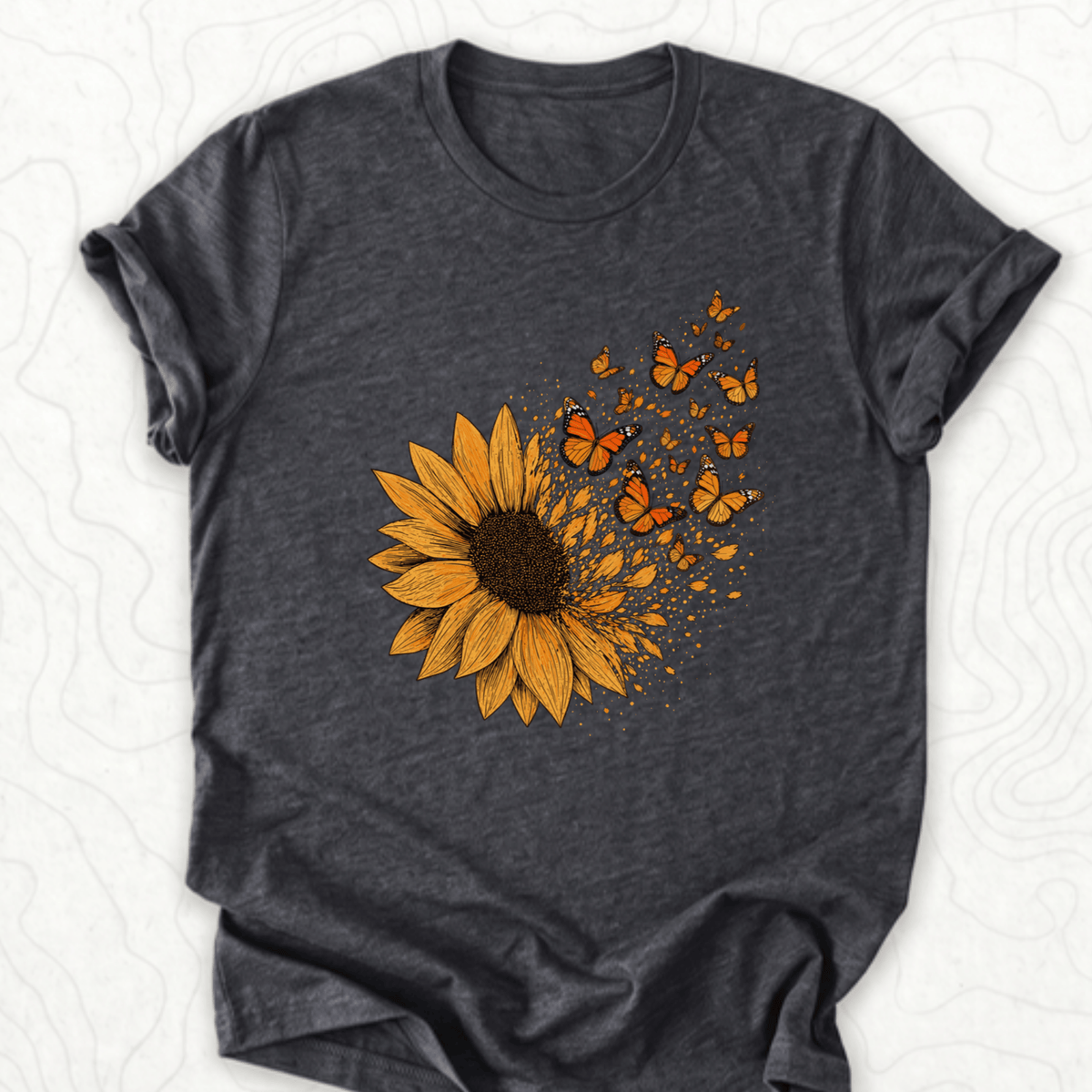 Sunflower Butterflies Tee - Dark Grey Heather