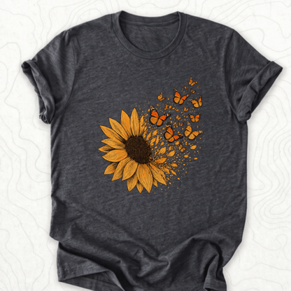 Sunflower Butterflies Tee - Dark Grey Heather