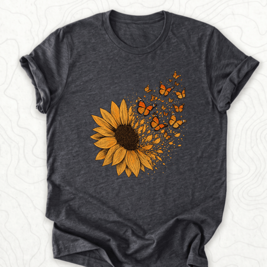 Sunflower Butterflies Tee - Dark Grey Heather