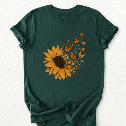 Sunflower Butterflies Tee - Forest