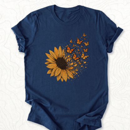 Sunflower Butterflies Tee - Navy