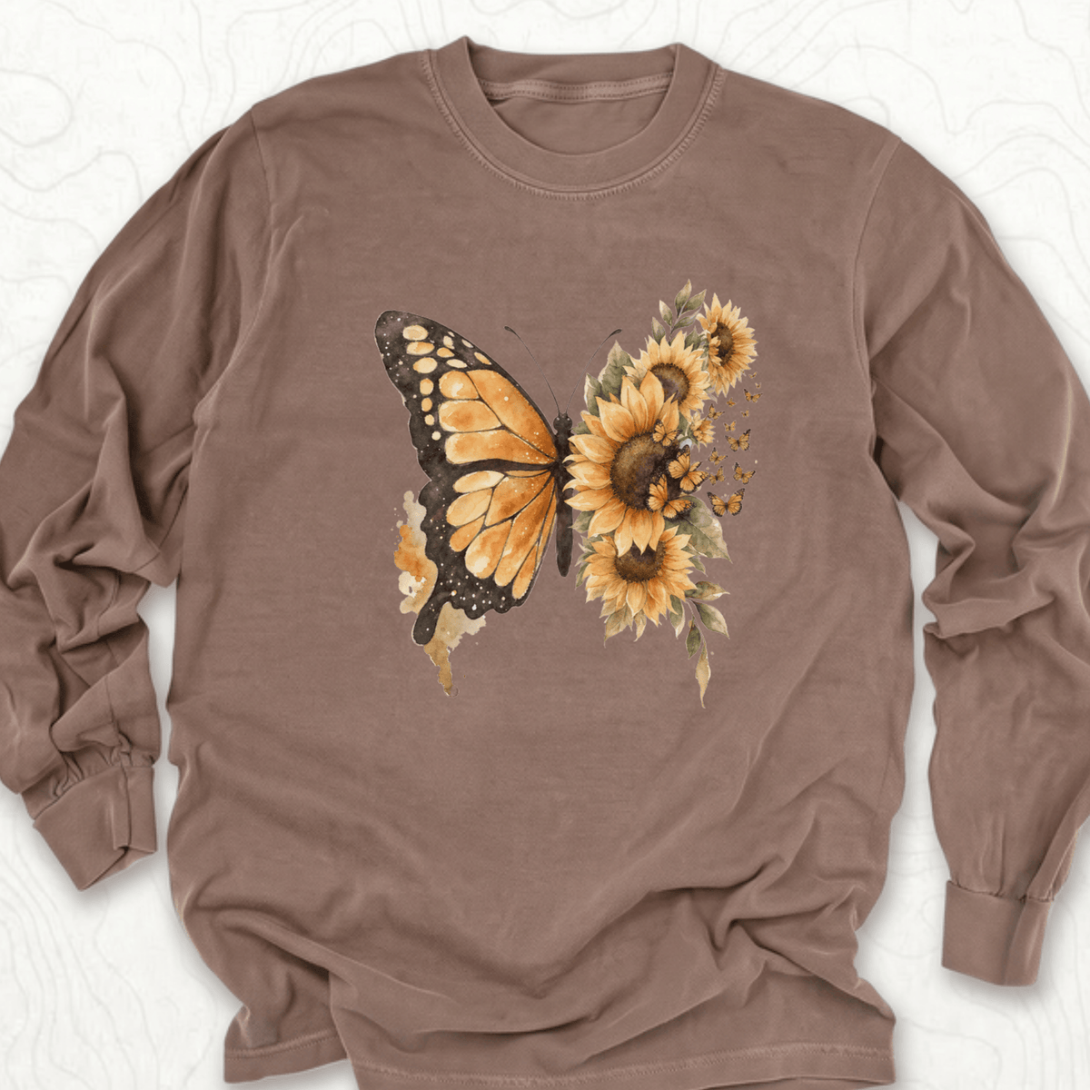 Sunflower Butterfly LS T-shirt - Espresso