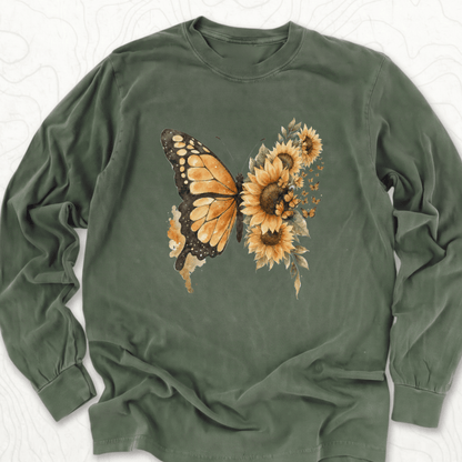 Sunflower Butterfly LS T-shirt - Hemp