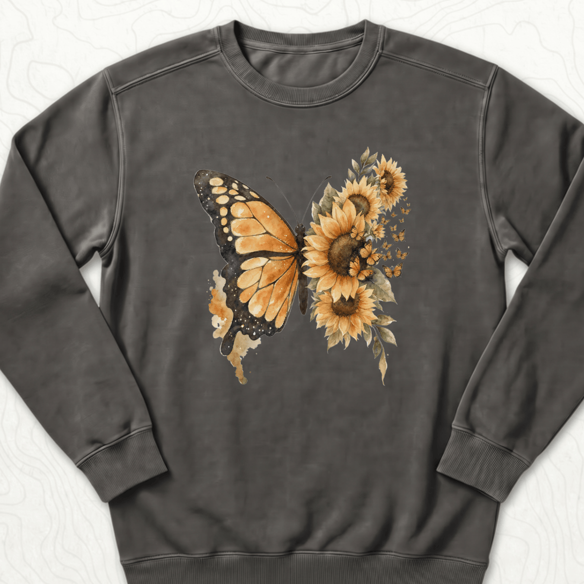 Sunflower Butterfly Sweatshirt - Pepper